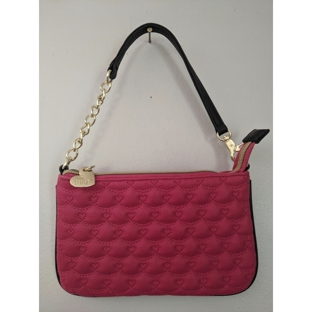 Betsey Johnson Raspberry Pink Quilted Heart Bag